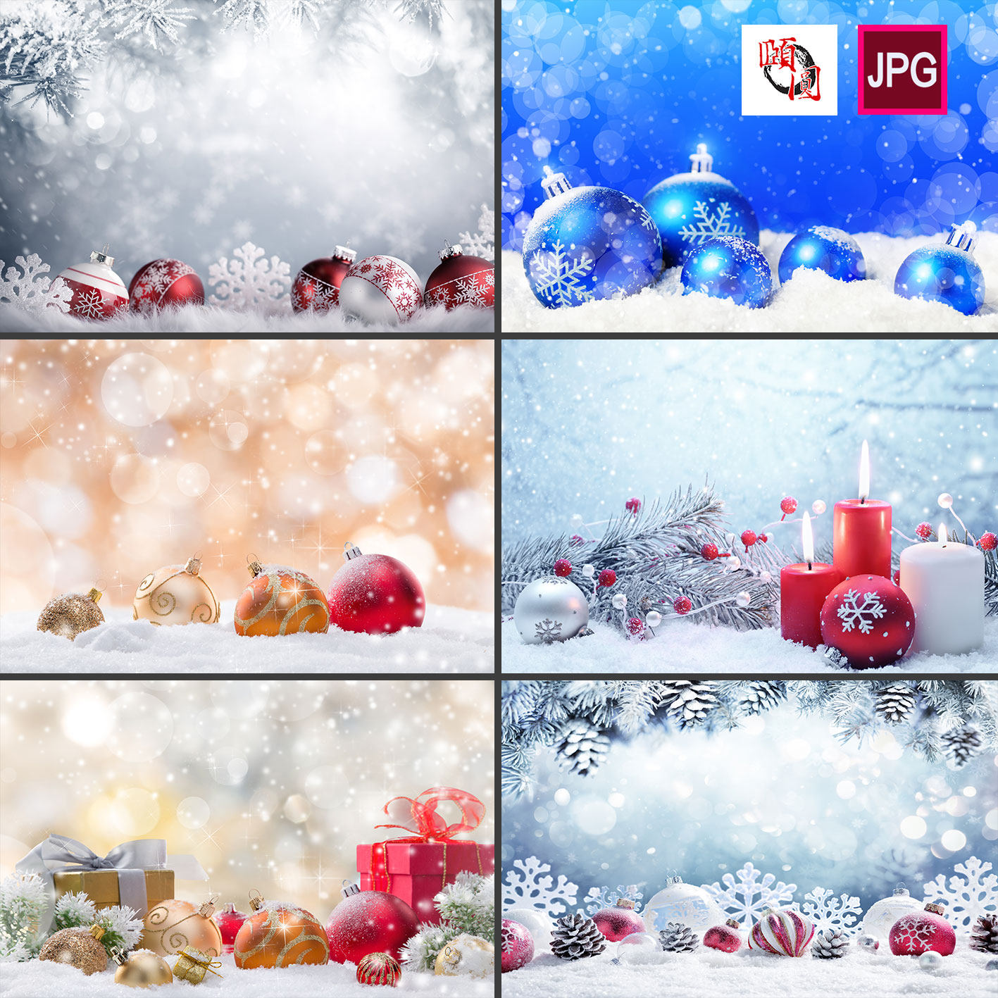 圣诞节装饰球雪地白雪节日背景图片设计素材