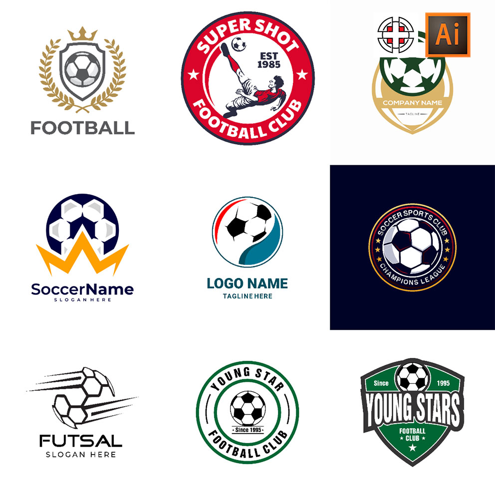 俱乐部培训体育学校足球logo标志图标ai矢量设计素材