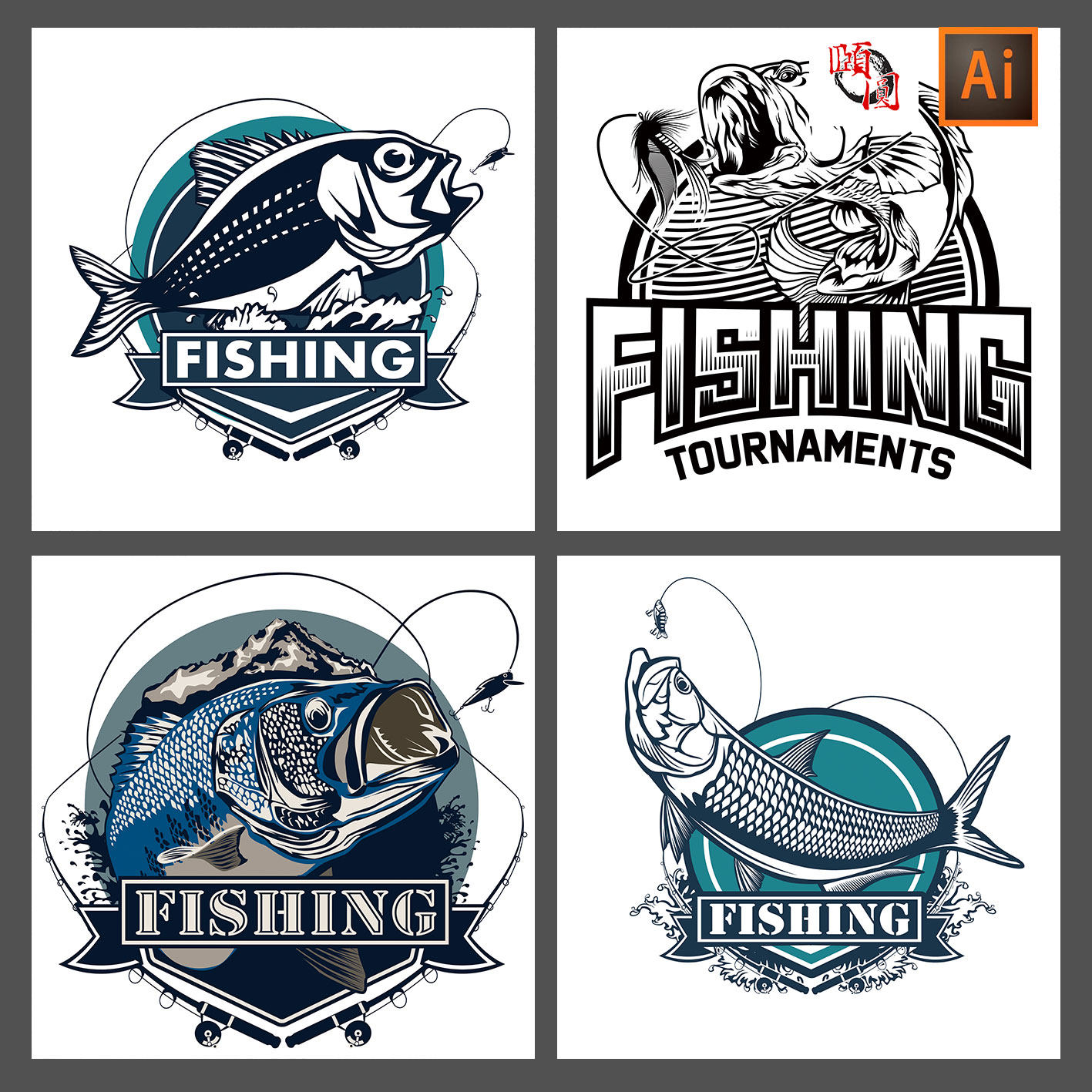 钓鱼海钓鱼logo标志设计矢量设计素材