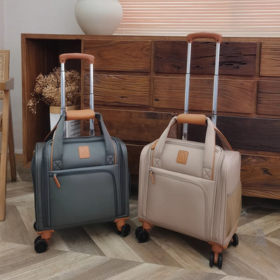 牛津布行李箱16寸小登机箱儿童拉杆箱黑色帆布旅行箱密码箱皮箱子