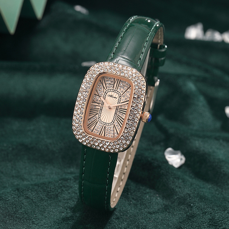 亚铂尼品牌手表女时尚鸽子蛋小表盘镶钻防水复古石英女士2025新款