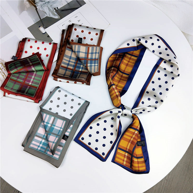 新款双面平角长款领巾丝巾女韩版春秋百搭手腕带飘带发带时尚领结