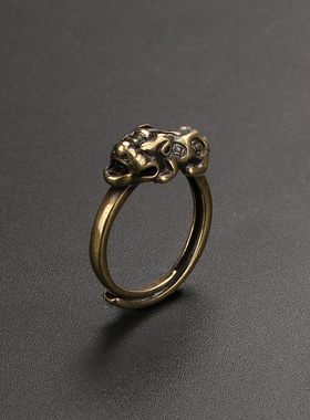 复古黄铜貔貅戒指，做旧款式，男