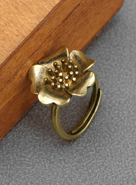 黄铜花朵戒指古风黄铜指环仿古玩
