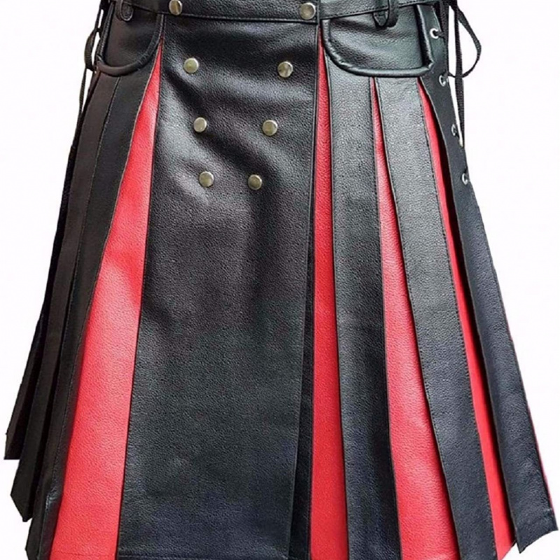 男士热卖爆款 苏格兰节日裙男装格纹撞色皮的百褶裙时尚舞