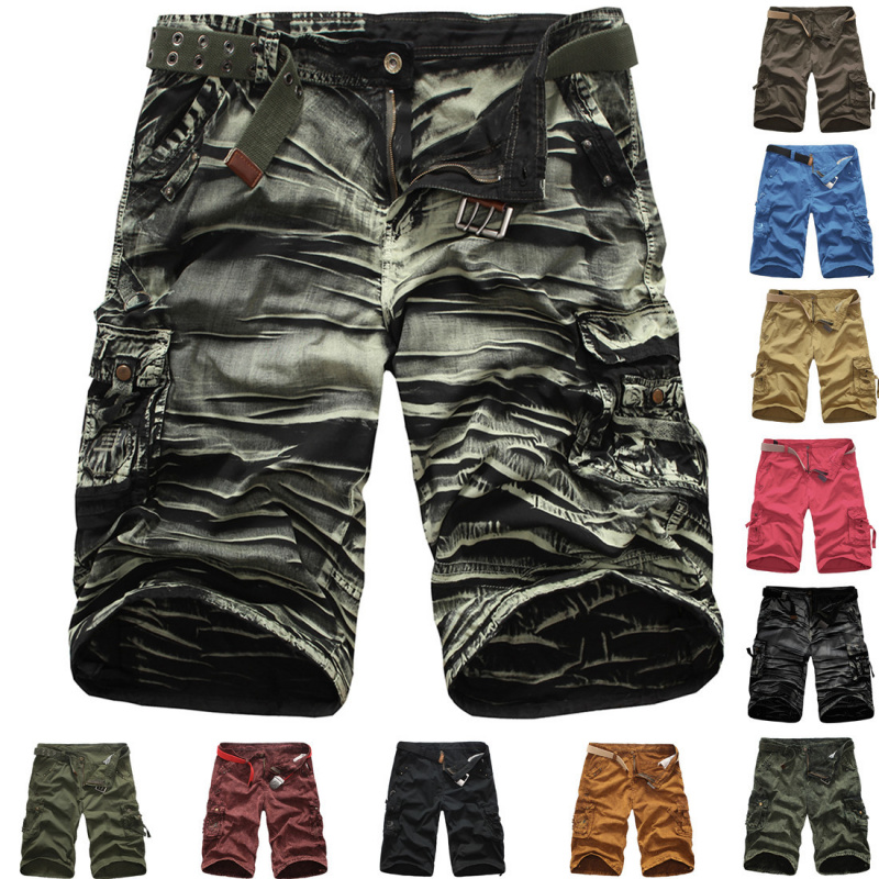 外贸男装工装裤夏季 迷彩中裤欧美大码宽松五分裤 G420