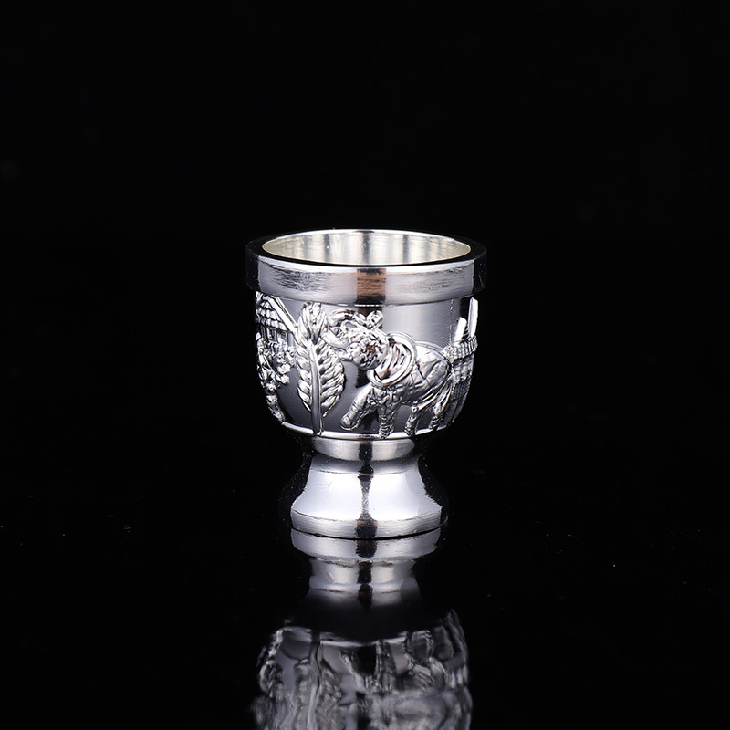 手工鎏银酒杯25ml家用银色茶