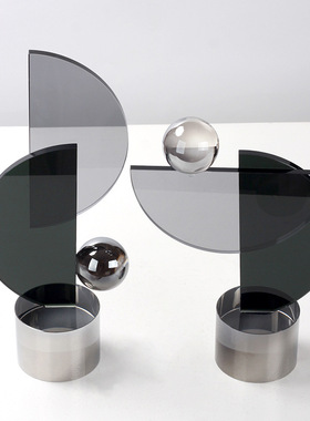 创意轻奢几何水晶圆球船帆艺术摆件客厅家居玄关样板间艺术装饰品