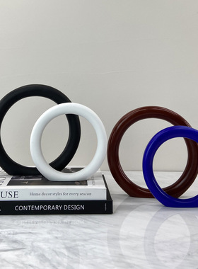 北欧简约几何圆圈摆件，创意软装