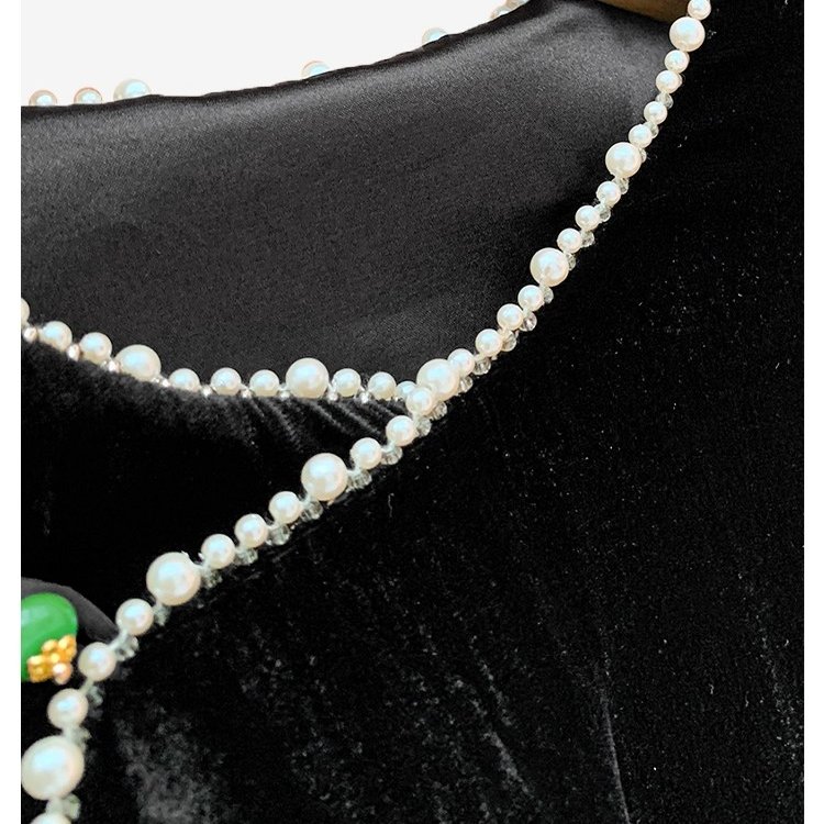 新中式金丝绒钉珠盘扣斜襟系带衬衫女2025年春季新款复古国风上衣