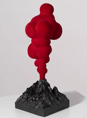 极简简约现代红色创意趣味火山喷发摆件客厅电视柜样板房装饰摆件