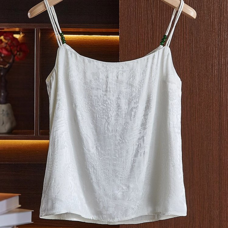 新中式国风提花吊带女2025春夏新品内搭别致设计感盘扣背心上衣女