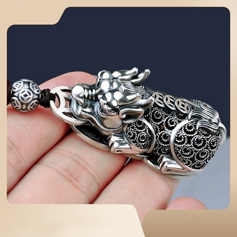 999纯银貔貅汽车钥匙扣挂件男女个性创意钥匙圈白银车挂银饰钥匙,饰品/流行首饰/时尚饰品新,摆件,淘宝优惠券,粉丝福利购,淘宝优惠卷