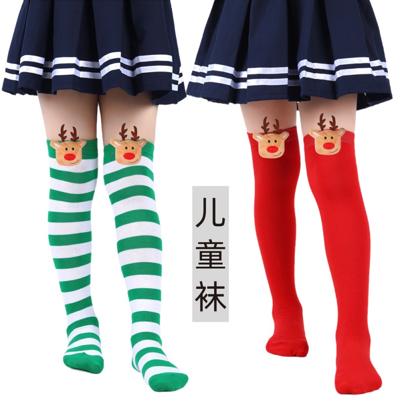 秋冬新款儿童圣诞袜麋鹿公仔袜子新款长筒袜欧美可爱卡通玩偶袜子