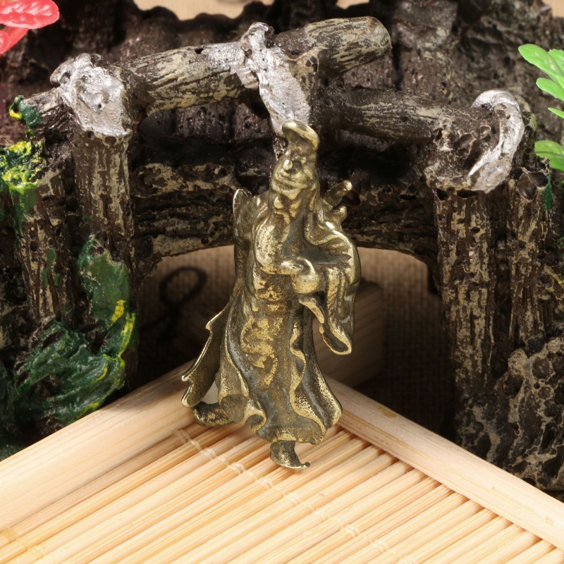 武财神关公黄铜配件关羽项坠手工复古做旧黄铜汽车钥匙扣挂件挂坠