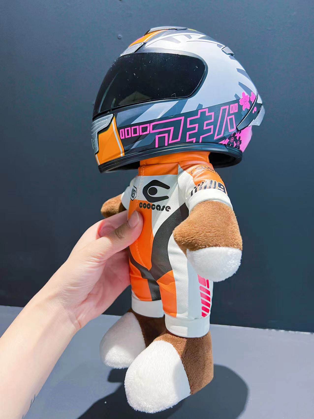 ShoeiX14头盔熊机车玩偶后座挡泥板摩托车装饰玩偶shoeiX14模型