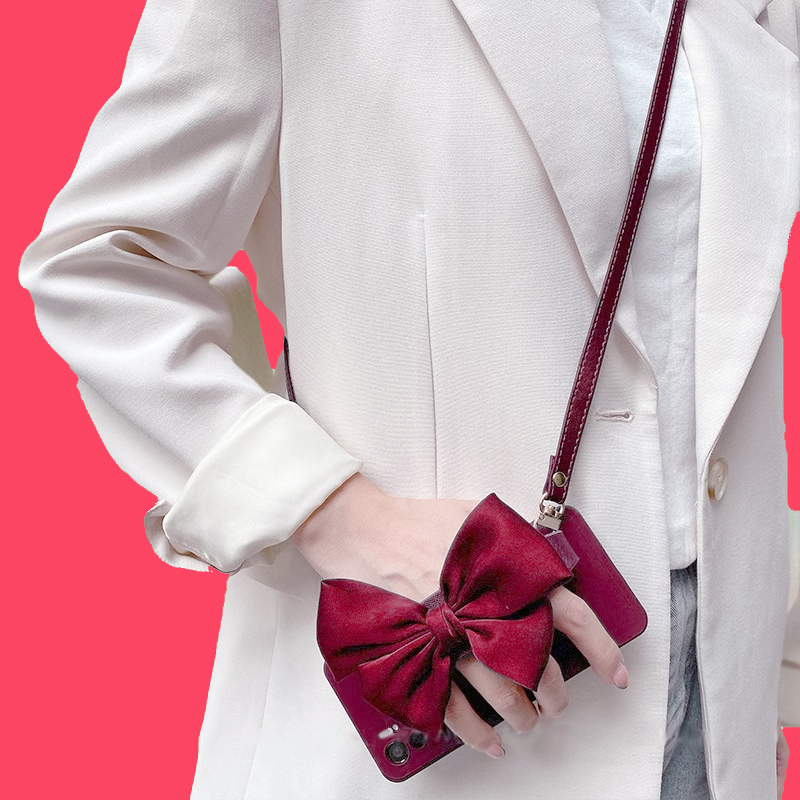 A5适用oppo手机壳A58蝴蝶结腕带Reno14 13 K12K11K10K9K7酒红Find x7x5x8x6x3挂绳A1A2A3Pro斜挎A72A96A32A93