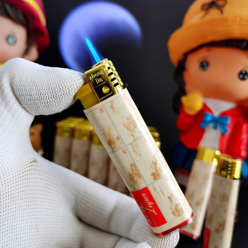 原厂防风利群打火机西子阳光细支广告打火机商务直冲可调包纸可视