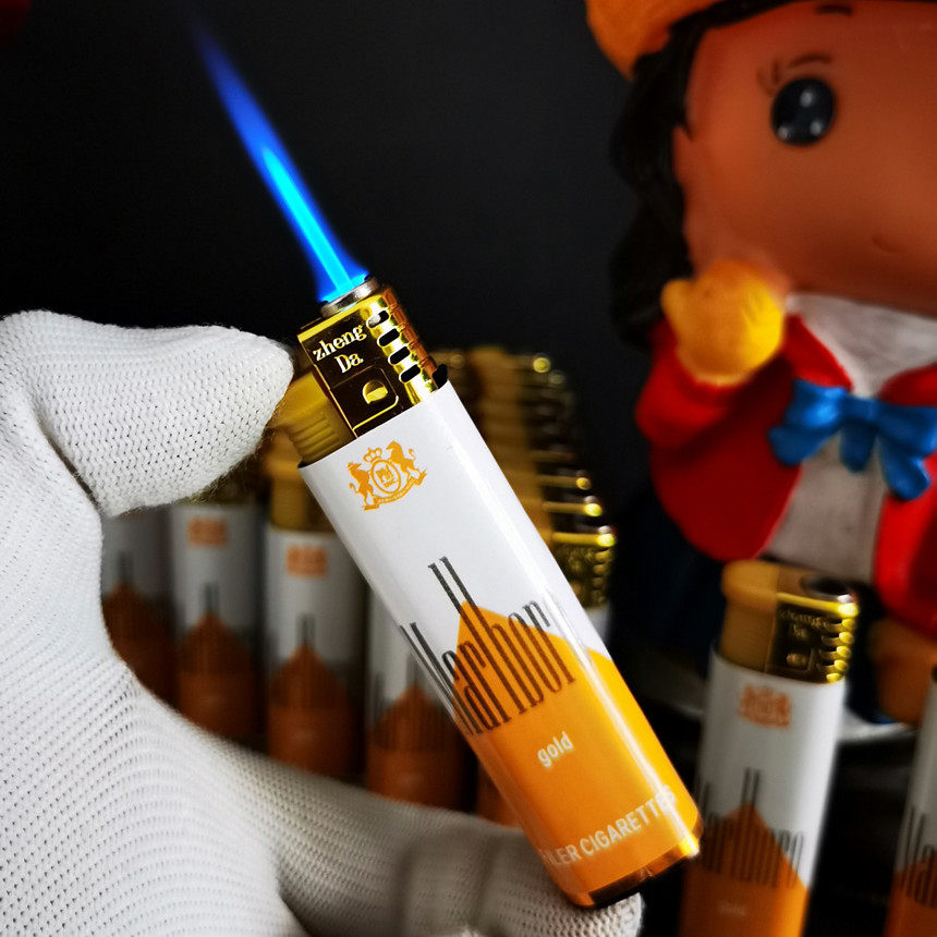 万宝路防风充气打火机marlboro配套软硬金广告打火机超薄直冲商务