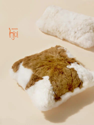 INJOI轻奢羊驼毛靠垫抱枕沙发腰枕方枕双面拼花情侣闺蜜礼物家居