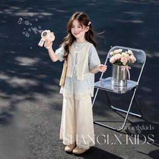 夏装女款2026新款女童套装夏季洋派韩系穿搭轻奢高级感儿童夏天薄
