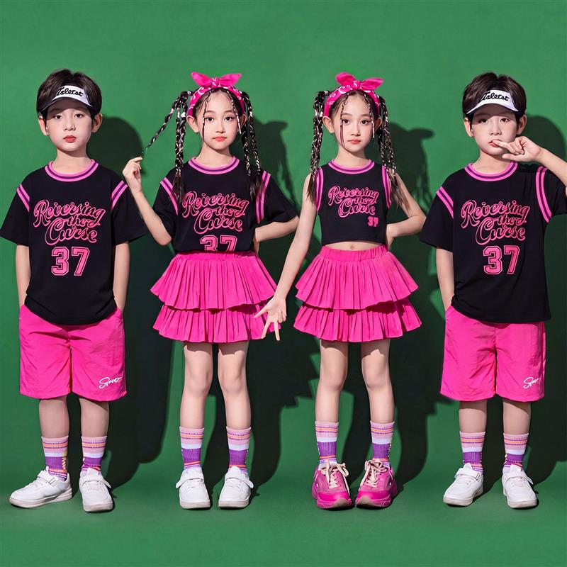 六一儿童演出服小学生运动会服装啦啦队表演黑色幼儿园舞蹈啦啦操