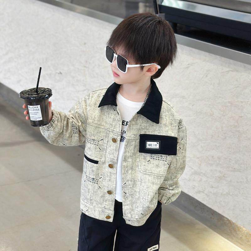 新品男童外套春秋款2025新款痞帅时髦男孩夹克衫儿童春季洋气衬衫