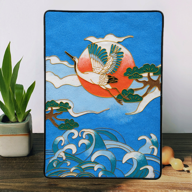仙鹤景泰蓝掐丝珐琅画diy非遗手工材料包新中式玄关圆形挂画摆件