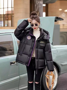 羽绒服女短款免洗加厚高端90白鸭绒立领修身防风设计感潮外套连帽