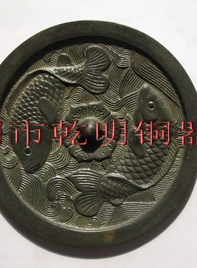 仿古铜镜双鱼青铜透光镜中国非遗文化上海镜新娘铜镜婚庆典礼品