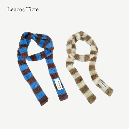 氛围感条纹毛绒飘带秋冬