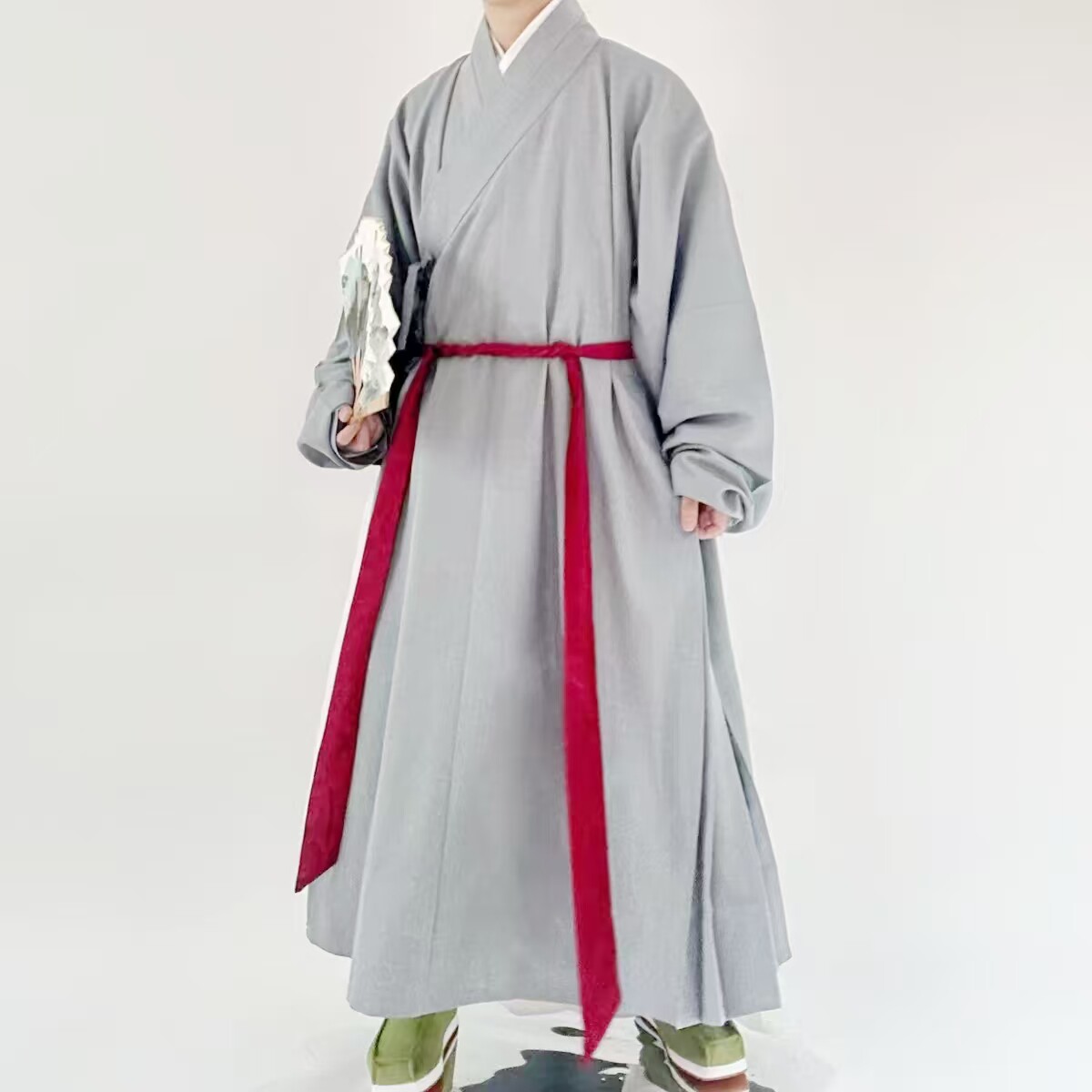 明制交领汉服素色窄袖打褶长衫道袍圆领袍男女同款复古2026