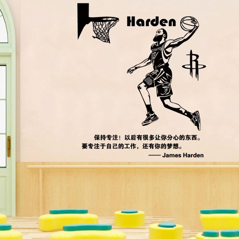 个性詹姆斯哈登扣篮墙贴纸篮球明星镂空海报贴画篮球馆宿舍防水贴