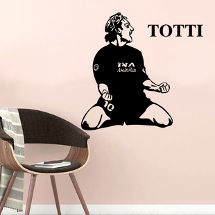 个性托蒂墙贴足球明星怒吼庆祝镂空贴纸球吧墙上装饰平面自粘防水