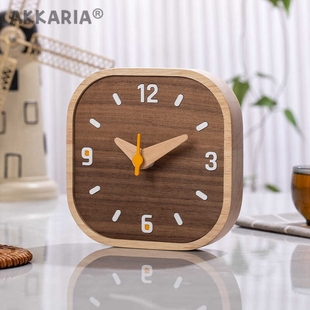 北欧黑胡桃实木座钟日系中式简约创意书桌床头冰箱挂钟摆放式钟表
