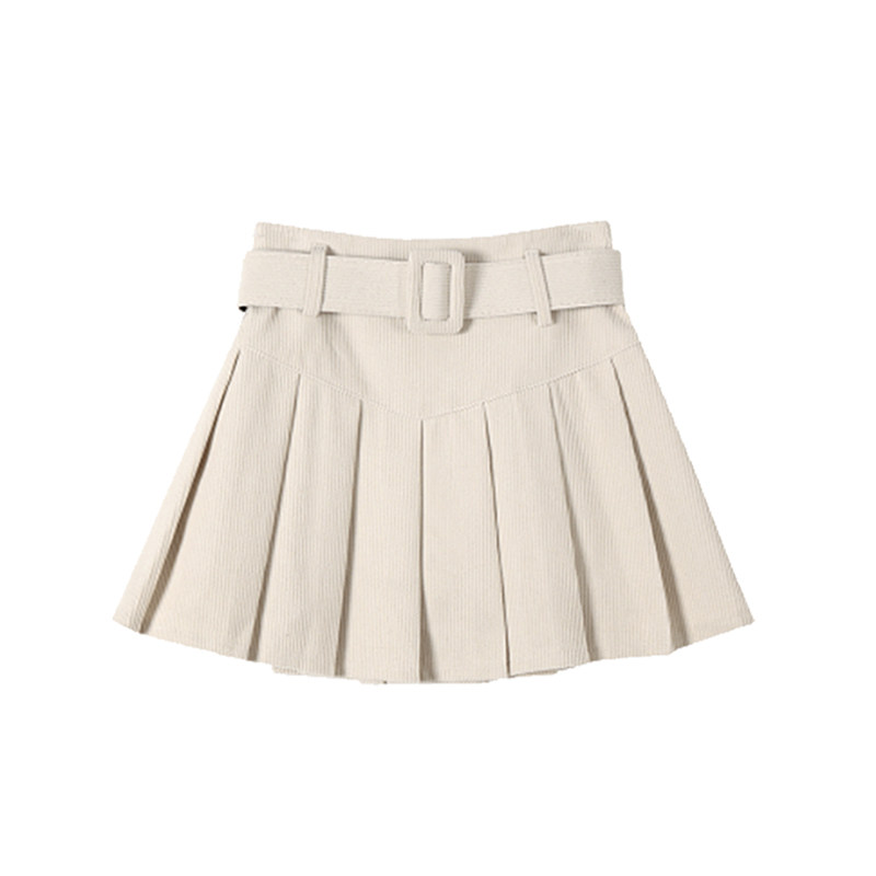 여성용 하이웨이스트 A라인 코듀로이 스커트 여성용 플리츠 스커트 슬리밍 스커트