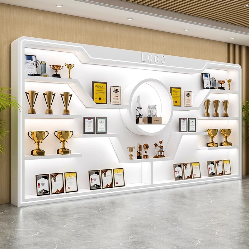 公司荣誉墙展示柜产品陈列柜奖杯奖牌证书柜子展示架定制烤漆展柜