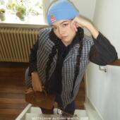 Bettychow Jennie同款 格子蓝格纹羽绒马甲超好看时髦减龄面包服