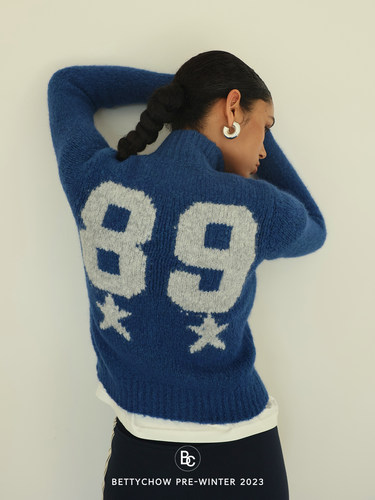 BettyChow羊驼毛粗线开衫毛衣