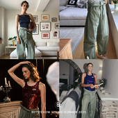 定织80支高密匹马棉成衣酵洗绿色渔夫裤 Bettychow 梅丁同款