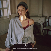 Bettychow 高级感休闲露肩上衣 打底衫 真丝亚麻包裹式 麻灰色开衫