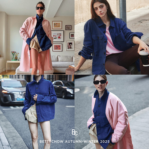 梅丁同款口袋丹宁蓝色牛仔外套