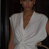 上衣扭结设计法式 Bettychow 亚麻混纺香槟米色褶皱无袖 时髦背心