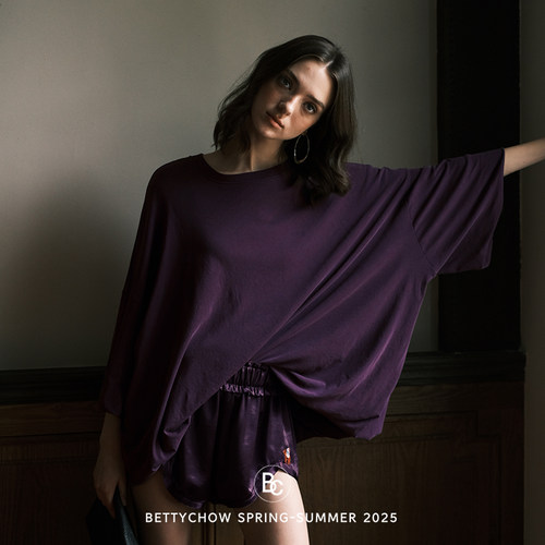 棉质七分泡泡袖宽松T恤