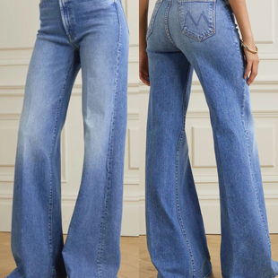 微喇洗水复古长裤 复古高腰拖地老爹牛仔裤 Betty私服 Bettychow