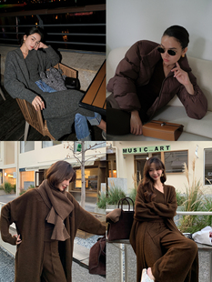 通勤套装 Bettychow 纯色时尚 子3件套2色秋季 羊毛混纺长毛衣背心裤