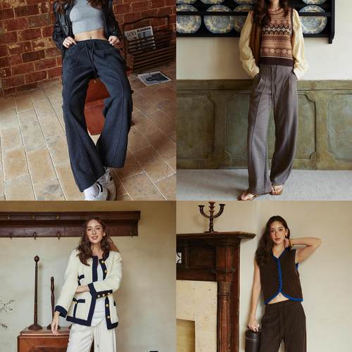 新款醋酸绵羊毛长直筒裤