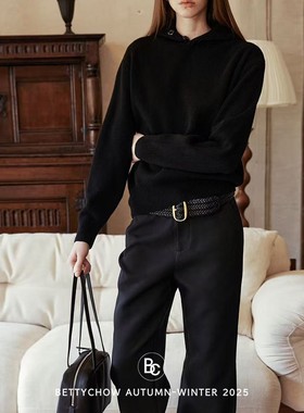 Bettychow 王炸！镇店之大长腿宽松黑西裤老钱风时髦百搭休闲裤