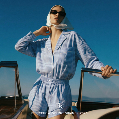 刺绣天丝蓝白条纹衬衫连衣裙