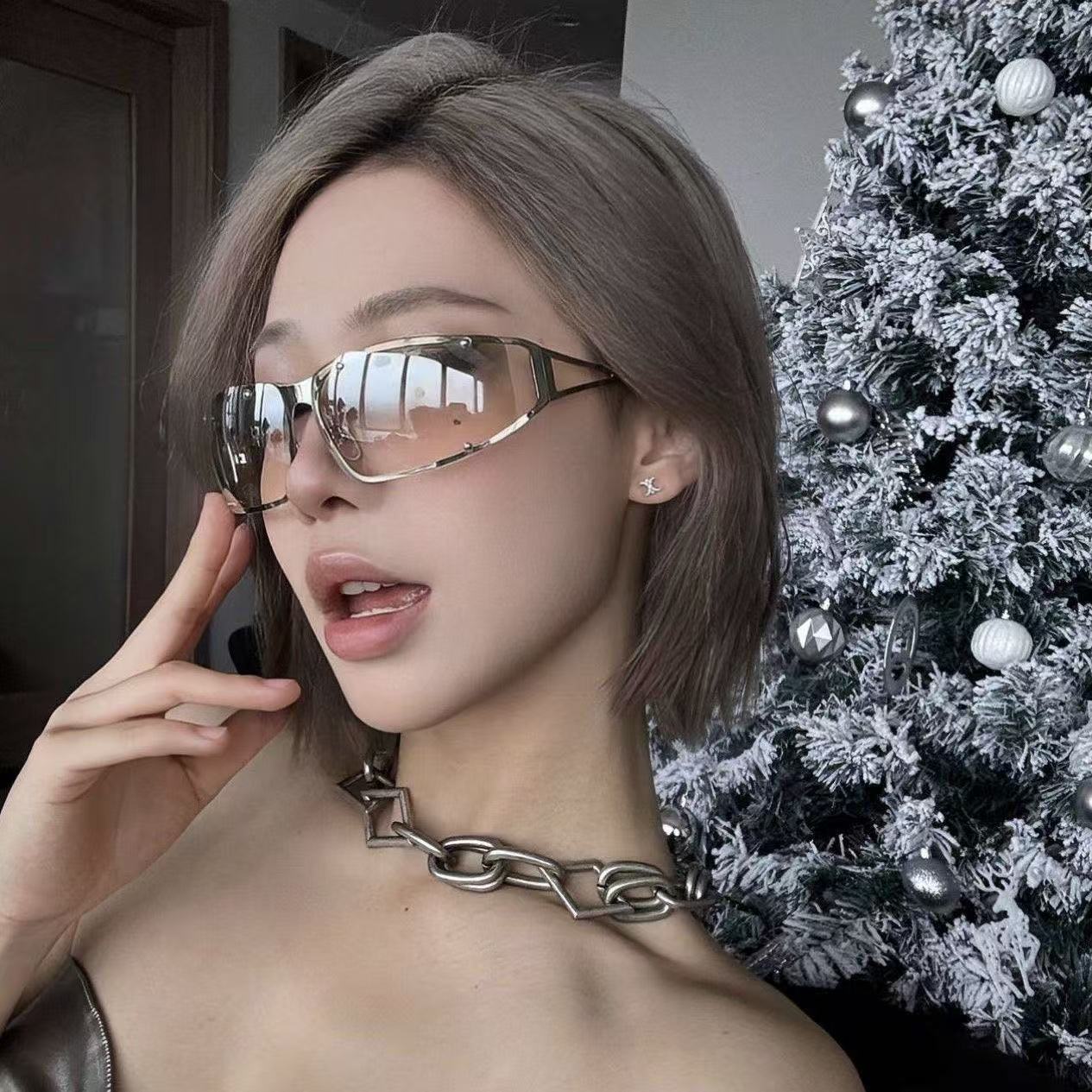 高级质感Y2K太阳眼镜金属